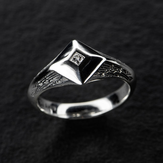 Diamond Signet Ring - PYRAMIDION - AHW Studio