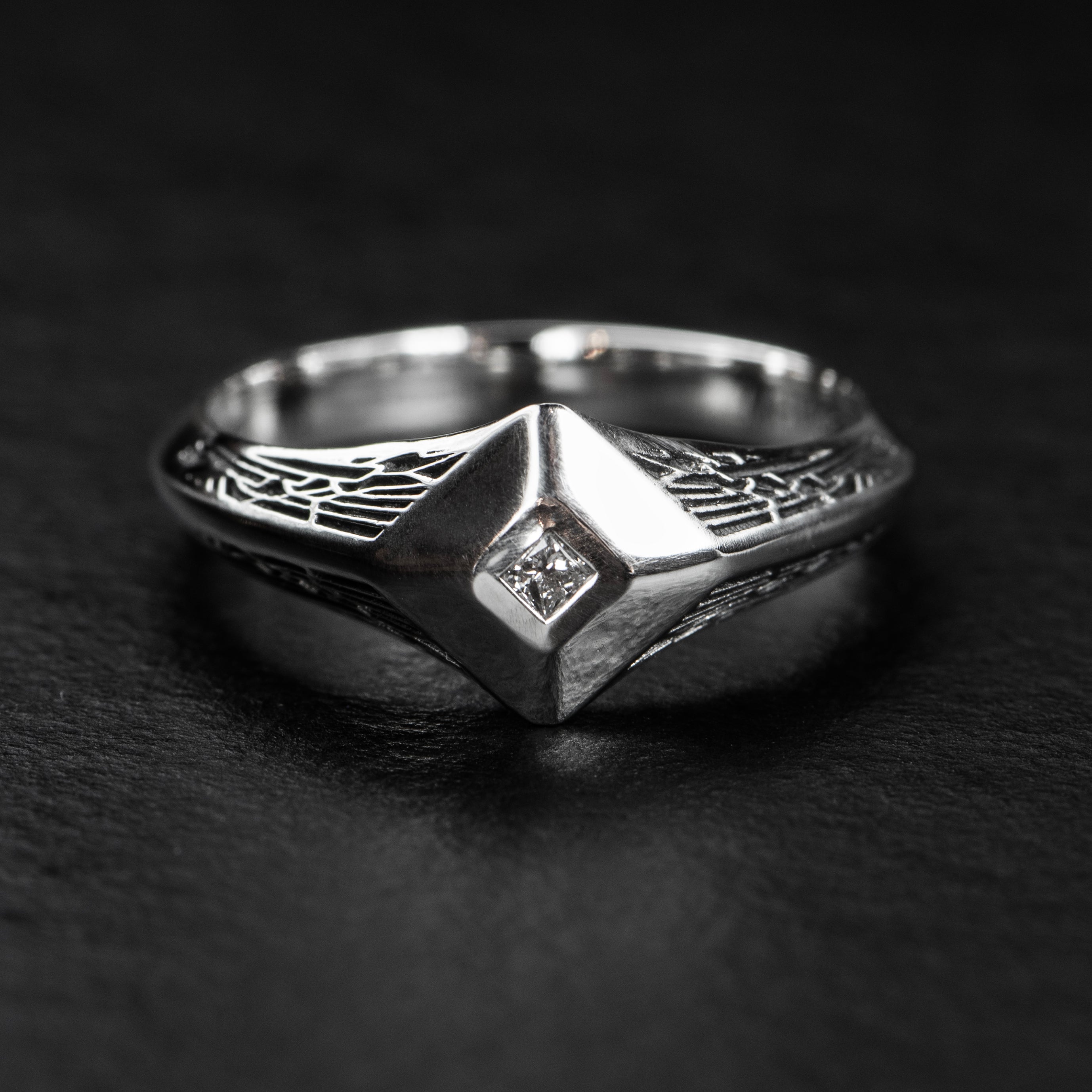 Diamond Signet Ring - PYRAMIDION - AHW Studio