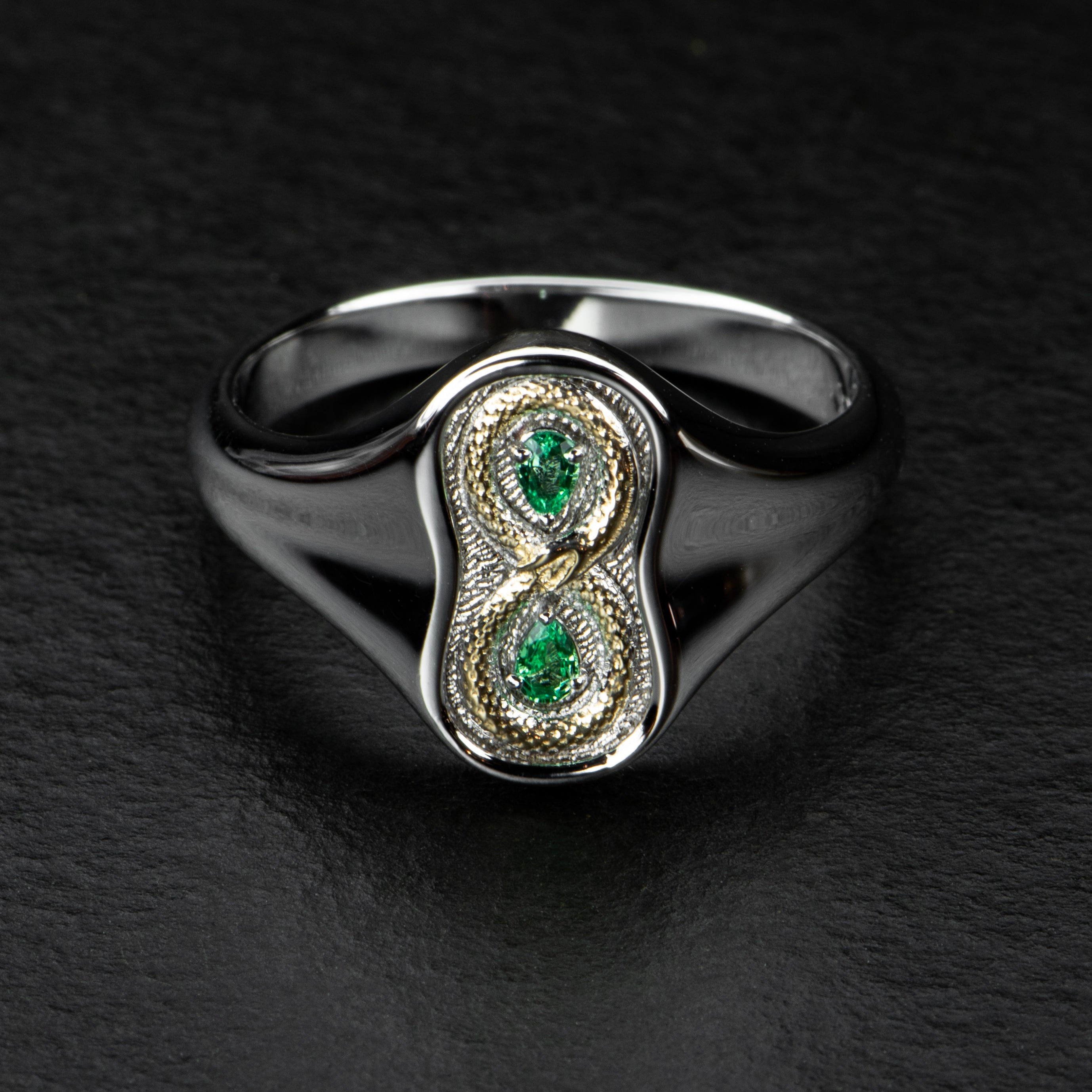 Gold & Emerald Snake Ring - FIGURE 8 - AHW Studio