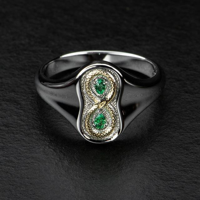 Gold & Emerald Snake Ring - FIGURE 8 - AHW Studio