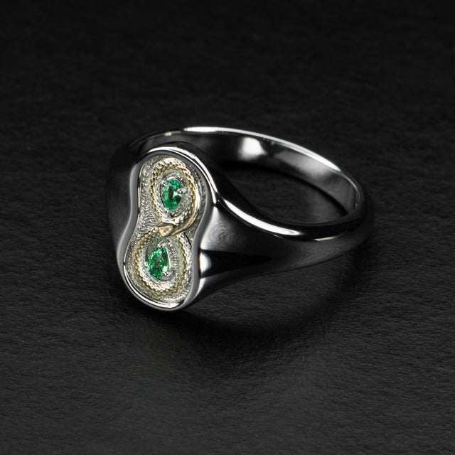 Gold & Emerald Snake Ring - FIGURE 8 - AHW Studio