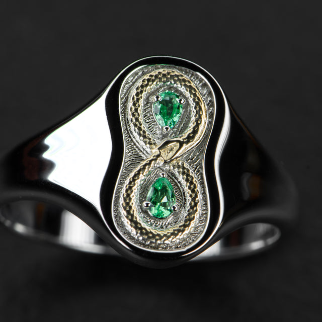 Gold & Emerald Snake Ring - FIGURE 8 - AHW Studio