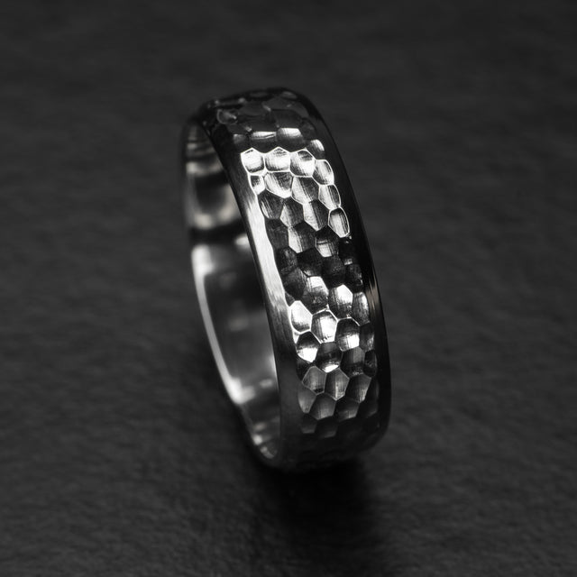 7mm Hammered Band - LUNAR - AHW Studio