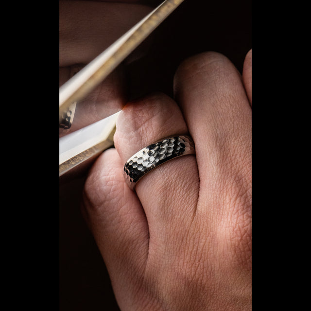 7mm Hammered Band - LUNAR - AHW Studio