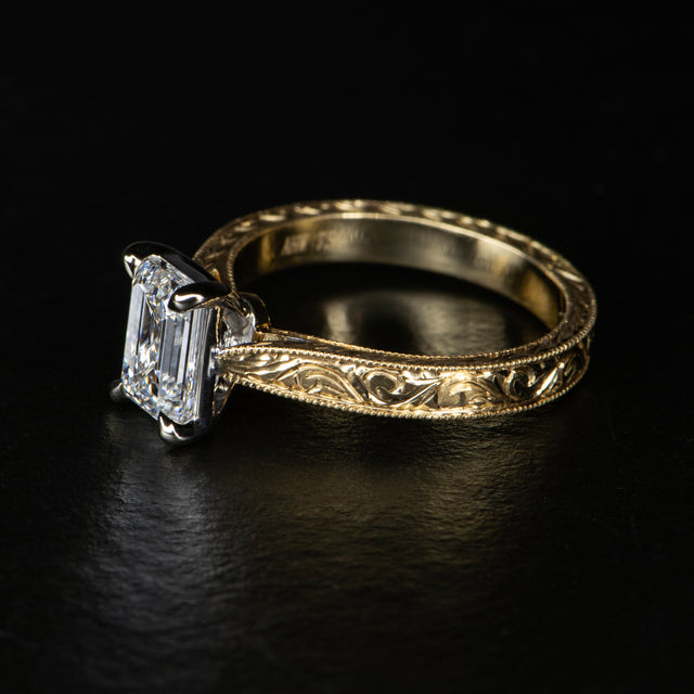 Hand-Engraved 1.5ct Diamond Ring - GRACE - AHW Studio