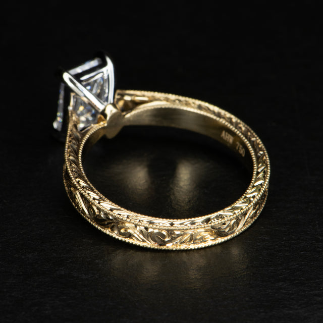 Hand-Engraved 1.5ct Diamond Ring - GRACE - AHW Studio