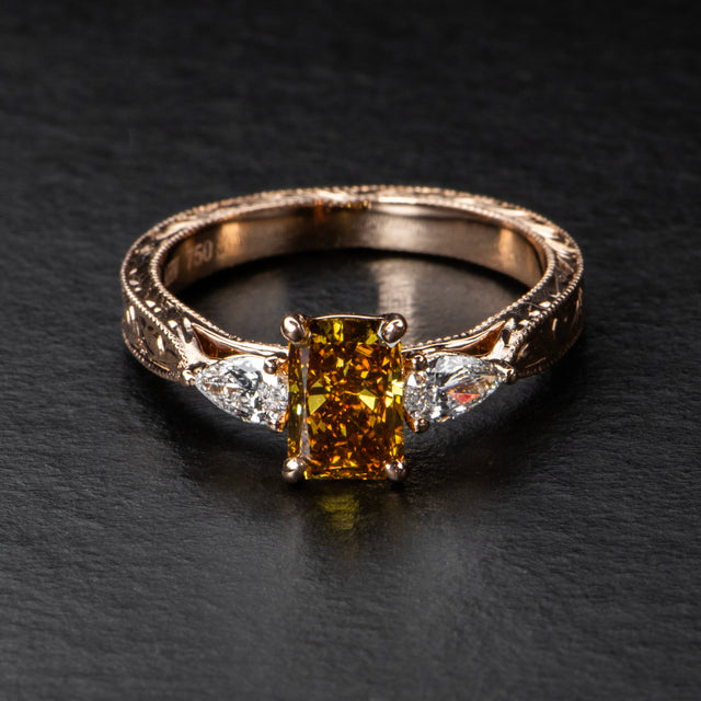 Champagne Diamond Engagement Ring - FLORENCE - AHW Studio