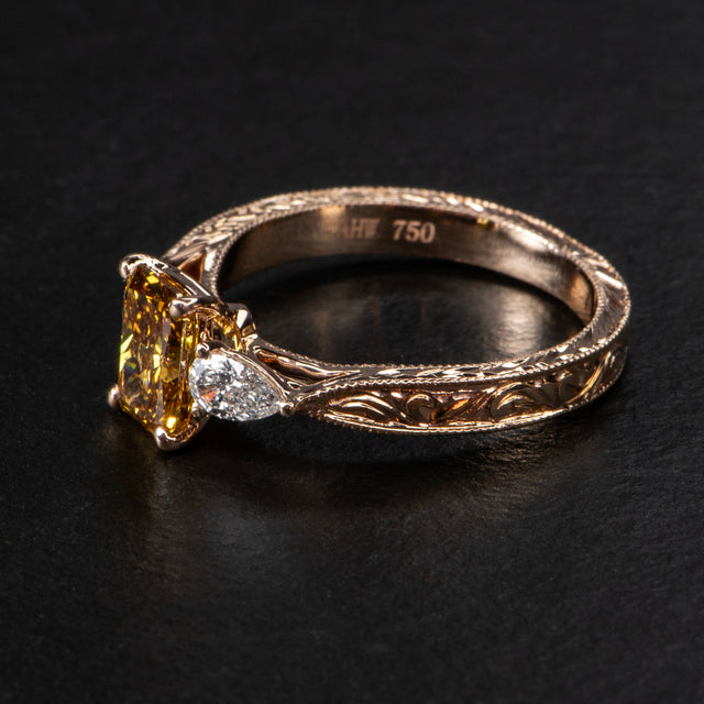Champagne Diamond Engagement Ring - FLORENCE - AHW Studio