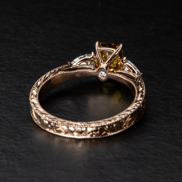 Champagne Diamond Engagement Ring - FLORENCE - AHW Studio