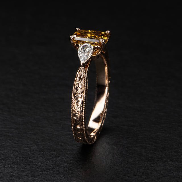 Champagne Diamond Engagement Ring - FLORENCE - AHW Studio