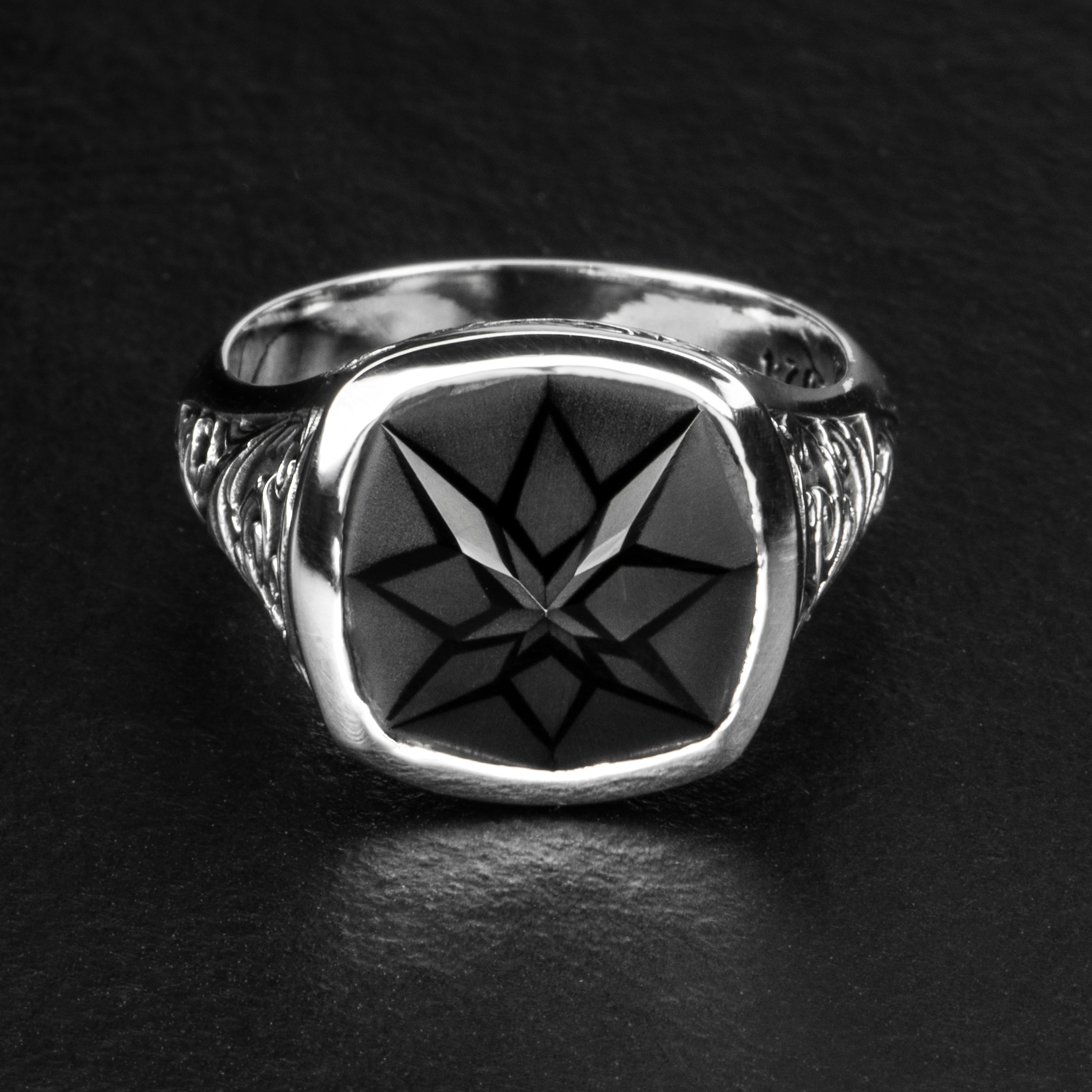 Geometric Signet Ring - BLACK LOTUS - AHW Studio