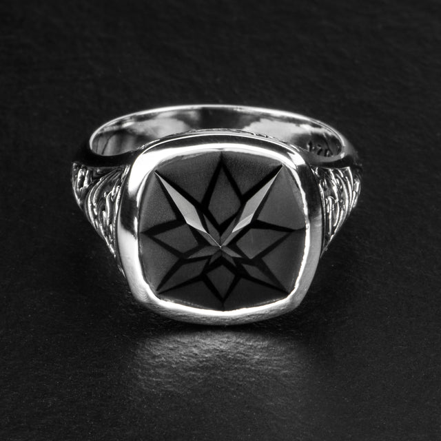Geometric Signet Ring - BLACK LOTUS - AHW Studio