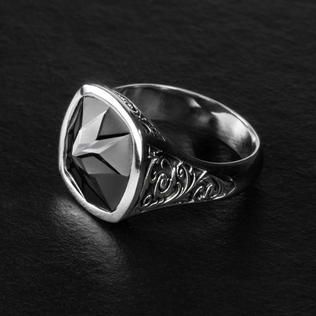 Geometric Signet Ring - BLACK LOTUS - AHW Studio