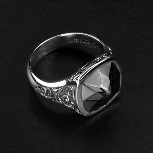 Geometric Signet Ring - BLACK LOTUS - AHW Studio