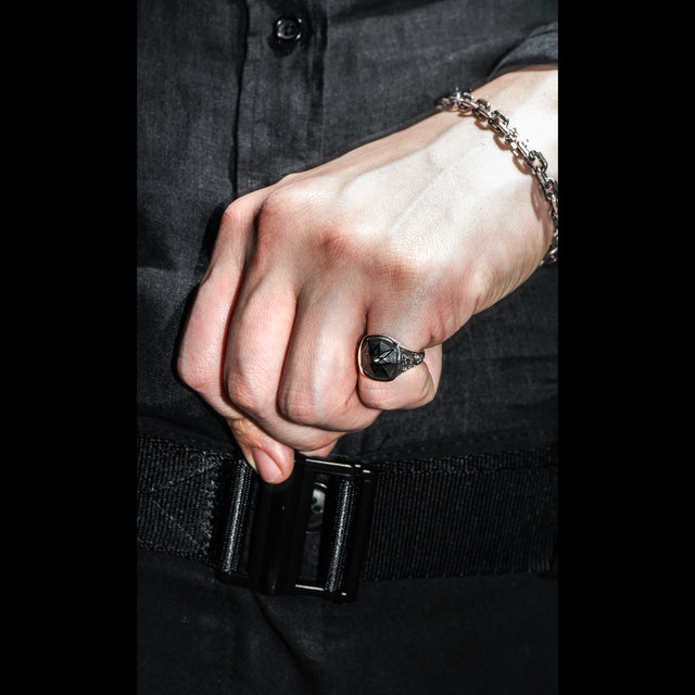 Geometric Signet Ring - BLACK LOTUS - AHW Studio