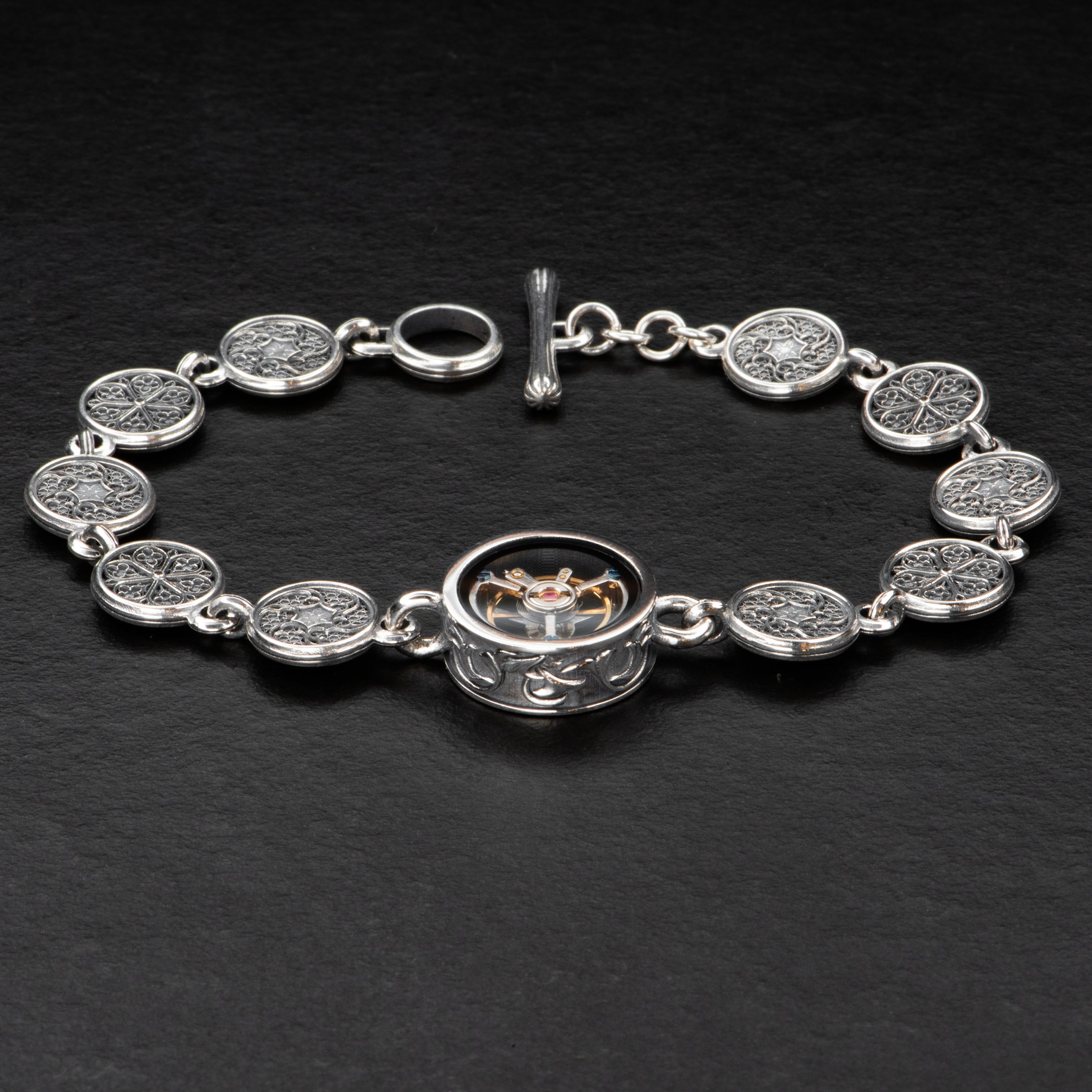 Silver Coin Link Bracelet